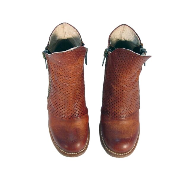 FREEBIRD by STEVEN Bowie $275 Rust Leather Ankle Boots Heeled Booties 7 - Picture 4 of 8